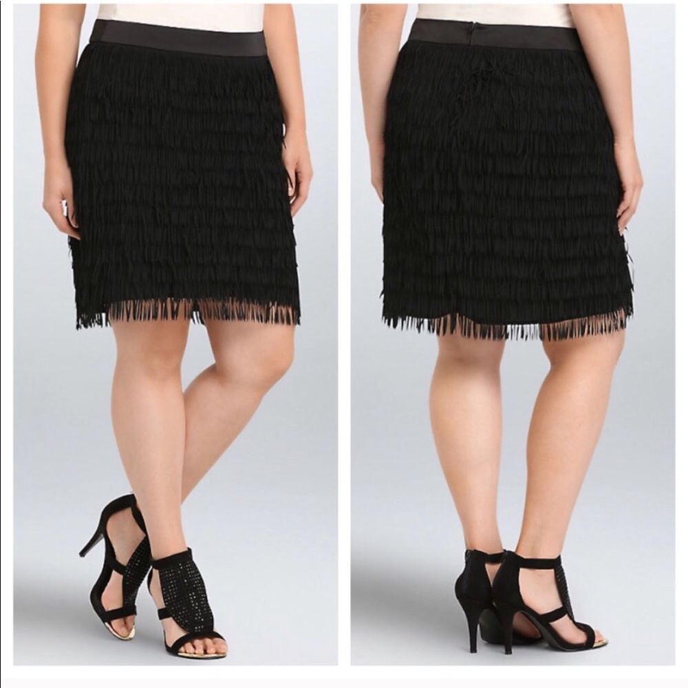 Torrid size 24 black fringe skirt